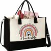 THEBUSSA Tote Handbags | Embroidery Teacher Appreciation Gifts - Teacher Gifts For Women, Gifts For Teachers Women, Teacher Gift - Teacher Birthday Gifts, Back To School Teacher Gifts - Teacher Tote Bags For Women - Tote Bag