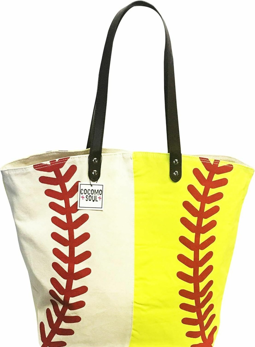 Cocomo Soul Tote Handbags | Cocomo Soul Baseball Softball Canvas Tote Bag Handbag Large Oversize Sports 20 X 17 Inches