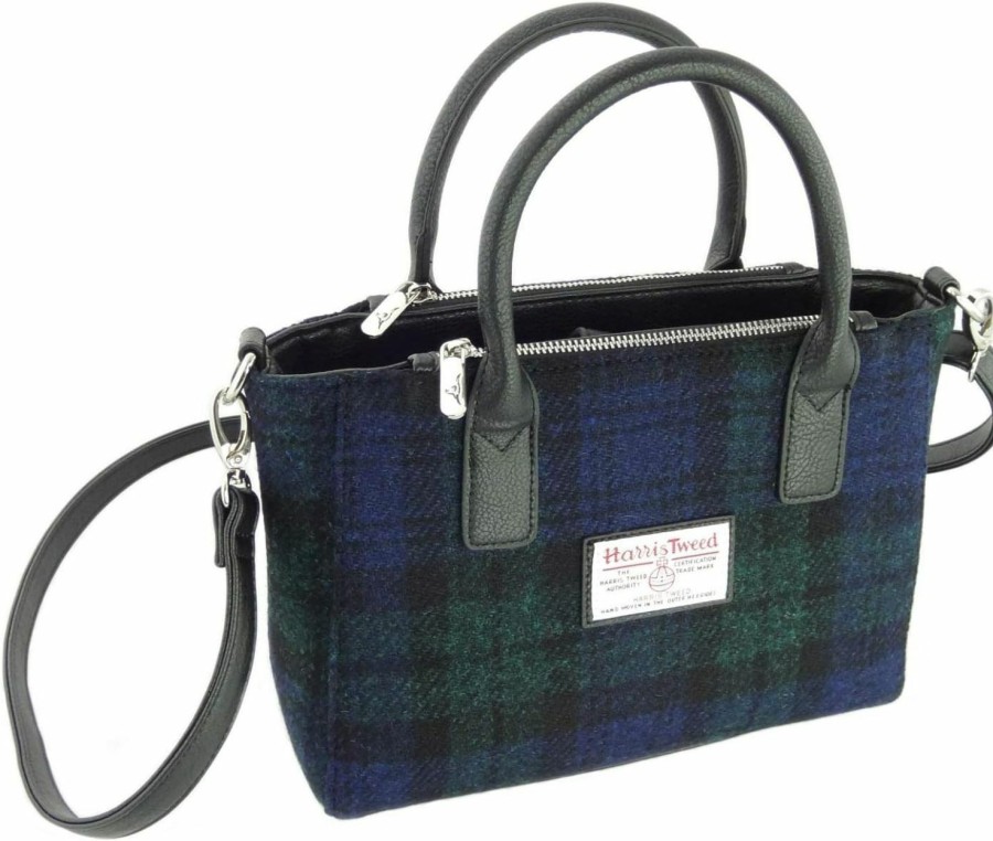 TARTAN TWEEDS Tote Handbags | Women'S Harris Tweed Small Tote Bag Brora (Black Watch)