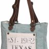 Myra Bag Tote Handbags | Myra Bag Female Turquoise Texas Upcycled Canvas Hand Bag S-0885