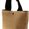 mollensiuer Tote Handbags | 1 Piece Summer Beach Rattan Bag Handwoven Shoulder Bags With Wide Shoulder Strap Women Straw Woven Tote (Black Handle)