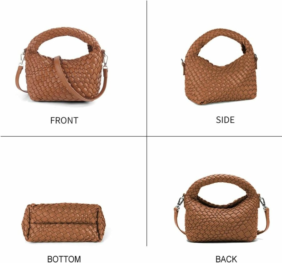 LMKIDS Tote Handbags | Women Woven Tote Small Crossbody Bag, Weave Quilted Purse Square Shoulder Bag Woven Handbag With Detachable Strap