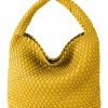 Ann Bully Tote Handbags | Ann Bully Woven Bag For Women, Vegan Leather Tote Bag Large Summer Beach Travel Handbag And Purse Retro Handmade Shoulder Bag-Yellow