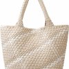 Queenoris Tote Handbags | Fashion Woven Tote Bag For Women, Shopper Bag Soft Vegan Leather Hand-Woven Handbag With Purse