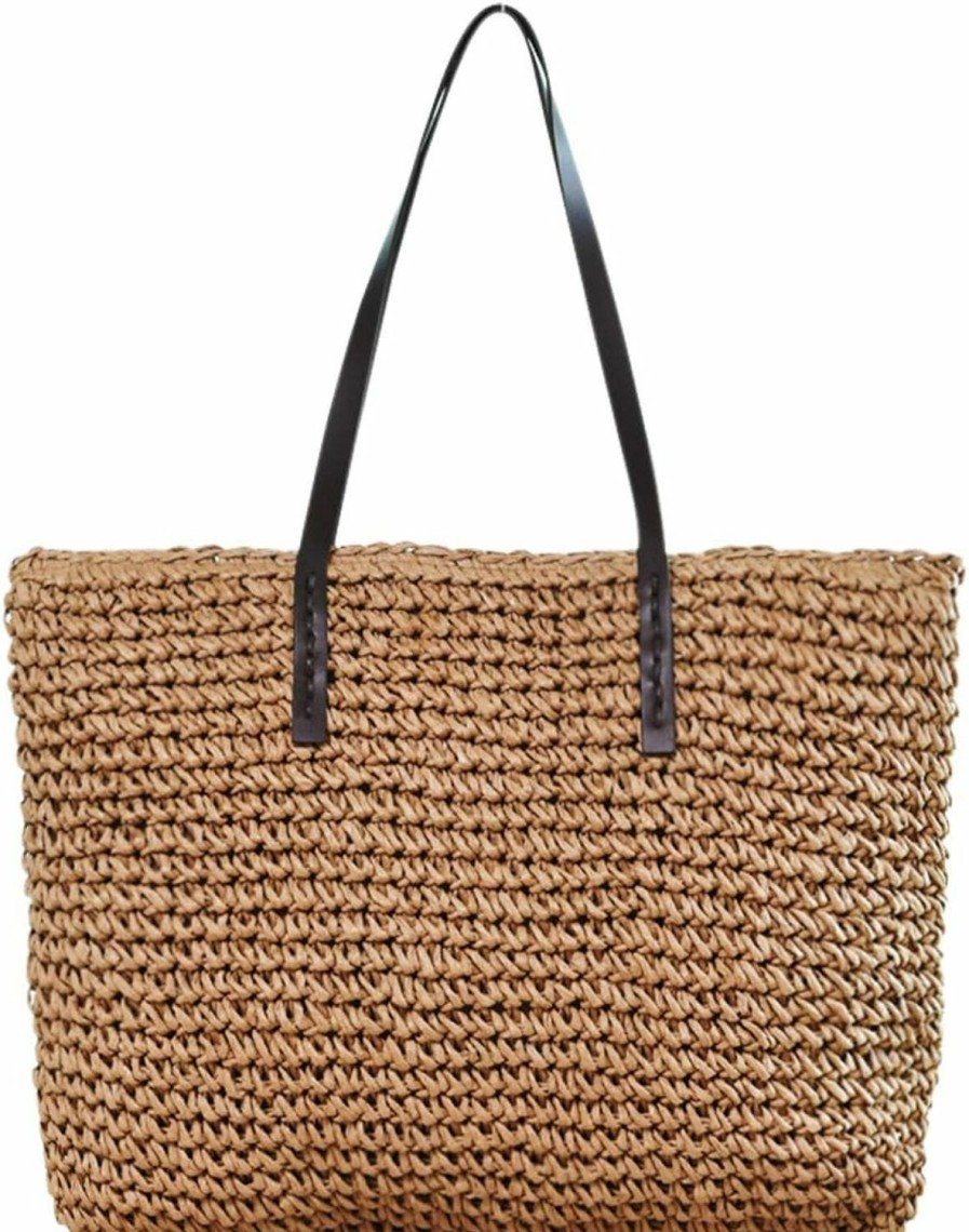 CHIC DIARY Tote Handbags | Chic Diary Womens Handwoven Straw Shoulder Bag Large Summer Beach Handles Handbag Tote With Zipper