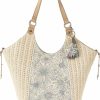 Sakroots Tote Handbags | Sakroots Roma Shopper In Coated Canvas, Double Shoulder Straps, Lake Flower Garden