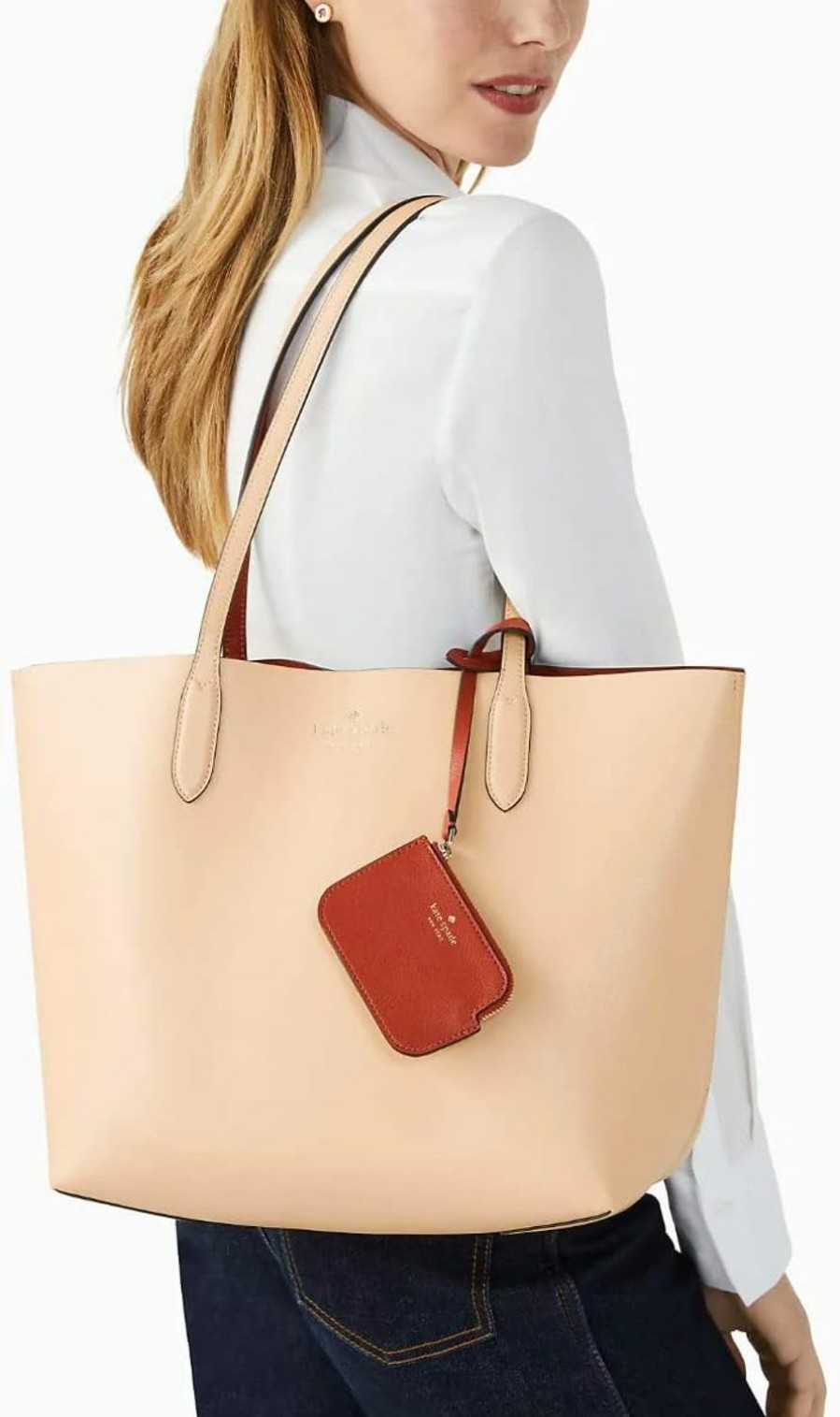 Kate Spade New York Tote Handbags | Kate Spade New York Ava Leather Reversible Tote (Peach Crispy)