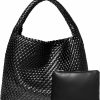 Geelyda Tote Handbags | Woven Leather Tote Bag With Purse, Soft Woven Bag Leather Shoulder Women Weekender Bag Shopper Handbag Travel Shoulder Bag