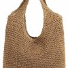 QTKJ Tote Handbags | Qtkj Hand-Woven Soft Large Straw Shoulder Bag Boho Straw Handle Tote Retro Summer Beach Bag Rattan Handbag