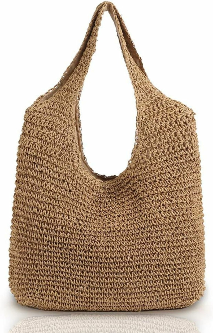 QTKJ Tote Handbags | Qtkj Hand-Woven Soft Large Straw Shoulder Bag Boho Straw Handle Tote Retro Summer Beach Bag Rattan Handbag