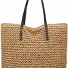 Molodo Tote Handbags | Straw Bag Round Summer Straw Large Woven Beach Bag Purse For Women Vocation Tote Handbags With Pom Poms