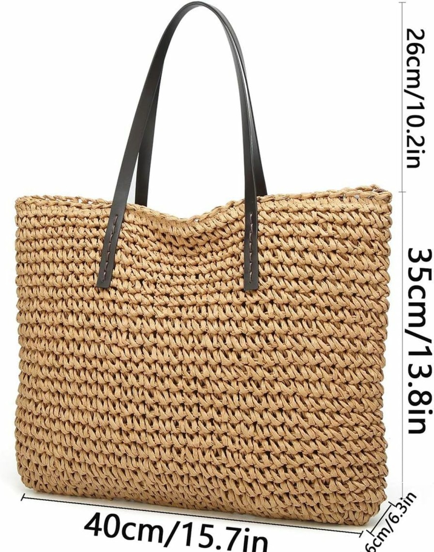 Molodo Tote Handbags | Straw Bag Round Summer Straw Large Woven Beach Bag Purse For Women Vocation Tote Handbags With Pom Poms