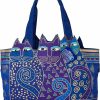 Laurel Burch Tote Handbags | Large Indigo Blue Cats Cutout Shoulder Tote