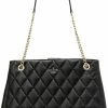 Kate Spade New York Tote Handbags | Kate Spade Carey Quilted Leather Large Tote Bag Chain Shoulder In Black