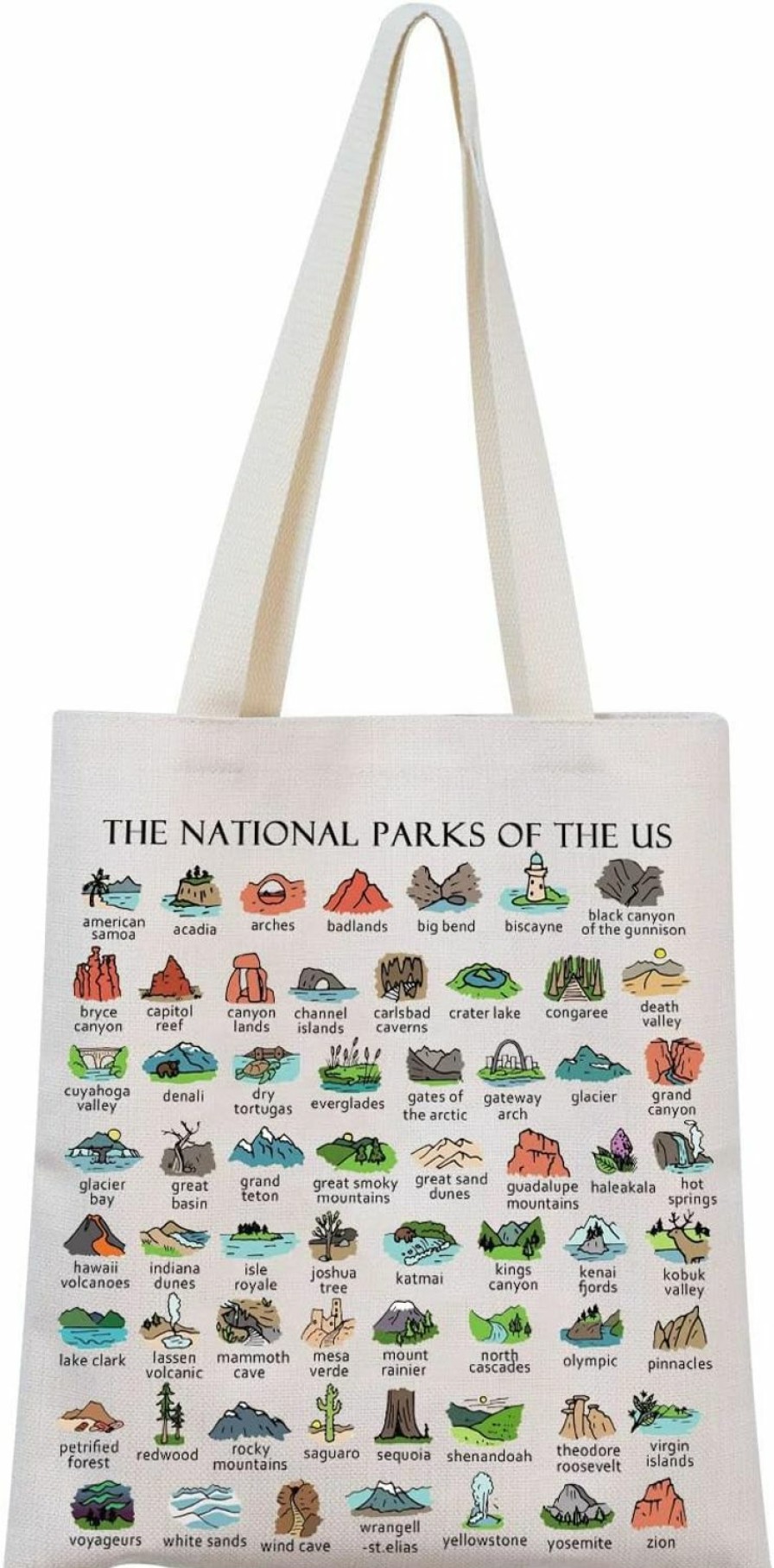 MNIGIU Tote Handbags | Mnigiu National Parks Tote Bag Us National Parks Camper Gift National Parks Hiking Lover Gift