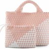 LIKEBAG Tote Handbags | Likebag Woven Bag For Women, Vegan Leather Tote Bag Summer Beach Handbag Purse Retro Handmade Travel Shoulder Bag Set