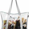 muslanka Tote Handbags | Muslanka Large Clear Tote Bag,Clear Women'S Handbag For Work, Travel, Shopping, Sports (With Detachable Zipper Pocket)