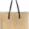 fannos Tote Handbags | Woven Beach Bags For Women Straw Beach Bag Woven Tote Bag With Zipper Summer Handbag Handmade Straw Tote