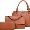 Bivinke Tote Handbags | Bivinke Woven Bags For Women Shoulder Bag Top Handle Satchel Crossbody Envelope Bag Purse Set 3Pcs