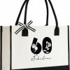 Crisky Tote Handbags | Crisky 60Th Birthday Gifts For Women Canvas Tote Bag 60 & Fabulous Beach Bag For Wife/Sister/Mom/Aunt/Friends 60Th Birthday Gifts,17\" X 12\" X 7\"