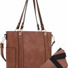 JESSIE & JAMES Tote Handbags | Jessie & James | Austin Whipstitching Concealed Carry Tote Bag With Lock And Key, Top Handle Ccw Purse