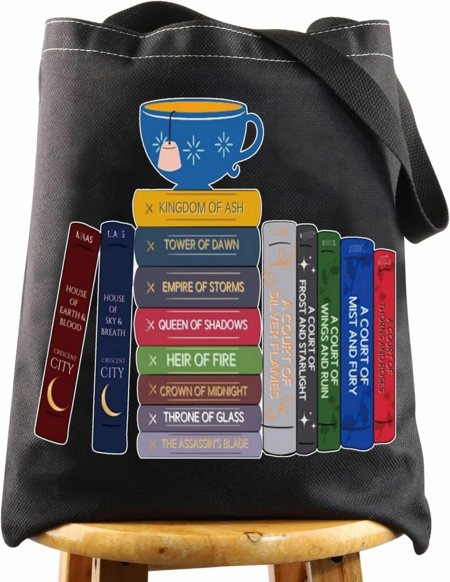 BWWKTOP Tote Handbags | Bwwktop Acotar Canvas Tote Bag Night Court Gifts Velaris City Of Starlight Shoulder Bag Acotar Bookish Merchandise