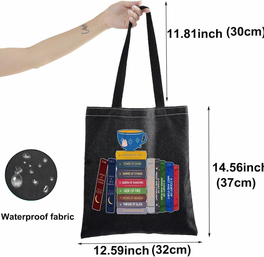 BWWKTOP Tote Handbags | Bwwktop Acotar Canvas Tote Bag Night Court Gifts Velaris City Of Starlight Shoulder Bag Acotar Bookish Merchandise