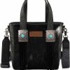 Montana West Tote Handbags | Wrangler Cowhide Tote Bag For Women Western Tooling Handbag Leather Fringing With Turquoise Stone Concho