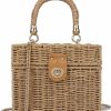 Youjaree Tote Handbags | Handwoven Rattan Bag For Women Wicker Crossbody Shoulder Bag Straw Beach Tote Bag Top Handle Satchel Handbag With Chain Strap