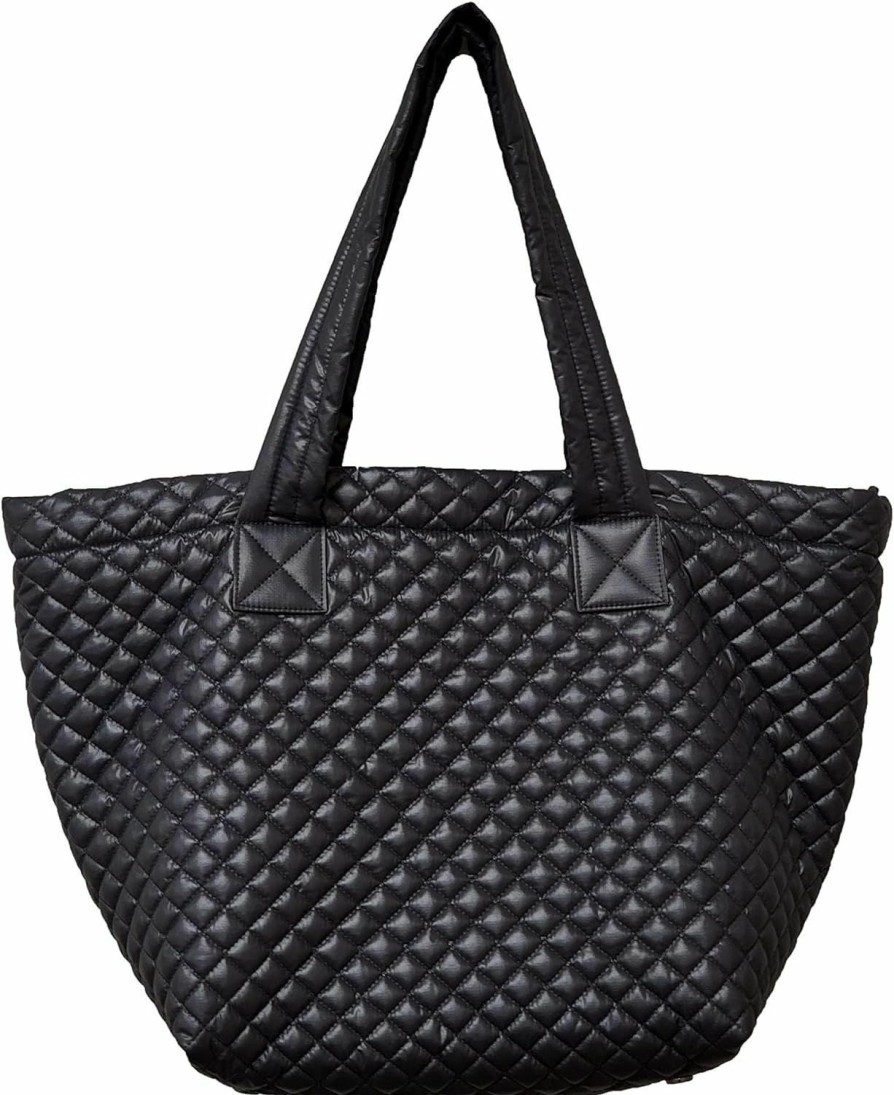 CLARANY Tote Handbags | Clarany Comfortable Lightweight Large Quilted Zipper Tote With Pouch Water Repellent Black