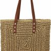 Kiss Sea Tote Handbags | Straw Beach Bag Leather Tote Bag For Women Beach Purse Shoulder Woven Crochet Bag Purses For Women 2024 Clutch Purses Beach