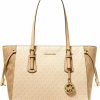 Michael Michael Kors Tote Handbags | Michael Michael Kors Women'S Voyager Medium Crossgrain Leather Tote Bag, Buttermilk Multi