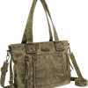 Montana West Tote Handbags | Montana West Tote Bag For Women Washed Leather Multi Pocket Shoulder Purses With Crossbody Strap