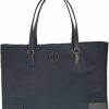 Tory Burch Tote Handbags | Tory Burch 136144 Ella Black With Gold Hardware Women'S Large Nylon Tote Bag