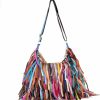 Segater Tote Handbags | Women Multicolour Handbag Sheepskin Patchwork Shoulder Bag Colorful Tassel Purse