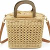 ATQCOL Tote Handbags | Atqcol Small Straw Tote Bag For Women,Summer Beach Crossbody Shoulder Handbag,Hand-Woven Rattan Clutch Purse For Vacation